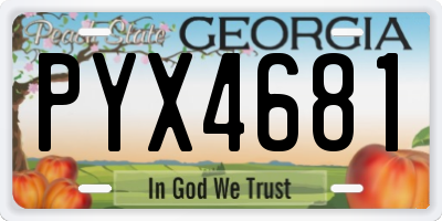 GA license plate PYX4681