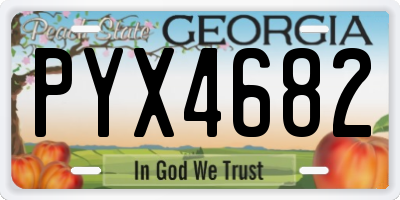 GA license plate PYX4682