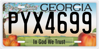 GA license plate PYX4699
