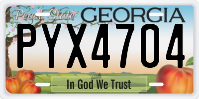 GA license plate PYX4704