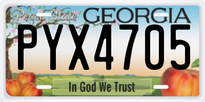 GA license plate PYX4705