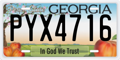GA license plate PYX4716