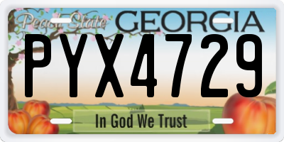 GA license plate PYX4729
