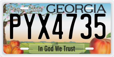 GA license plate PYX4735