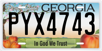 GA license plate PYX4743