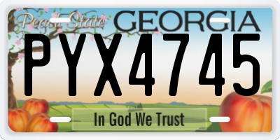 GA license plate PYX4745