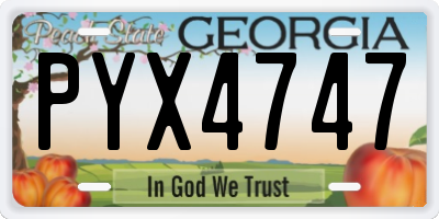 GA license plate PYX4747