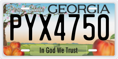 GA license plate PYX4750