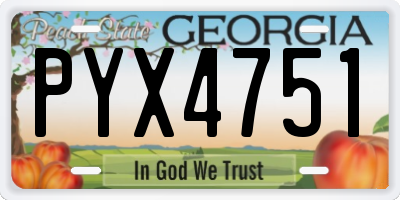 GA license plate PYX4751