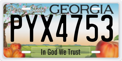 GA license plate PYX4753
