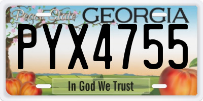 GA license plate PYX4755