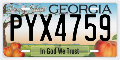 GA license plate PYX4759
