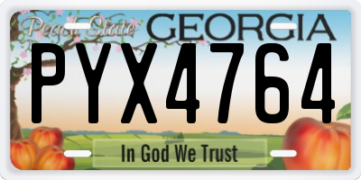 GA license plate PYX4764