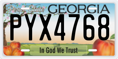 GA license plate PYX4768