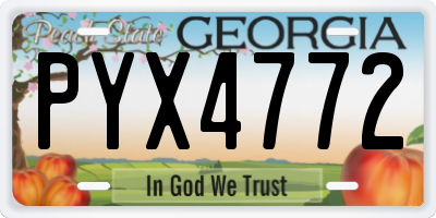 GA license plate PYX4772