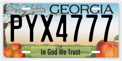 GA license plate PYX4777
