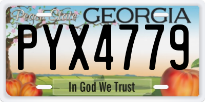 GA license plate PYX4779