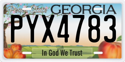 GA license plate PYX4783