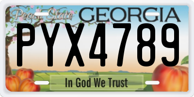GA license plate PYX4789