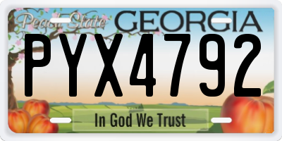 GA license plate PYX4792