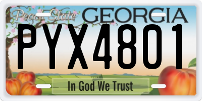 GA license plate PYX4801