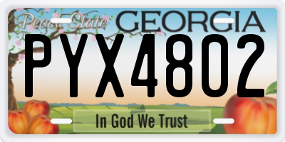 GA license plate PYX4802