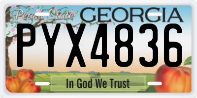 GA license plate PYX4836