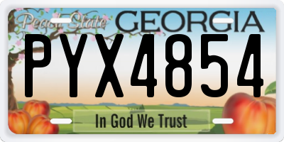 GA license plate PYX4854