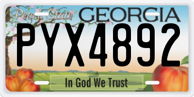 GA license plate PYX4892