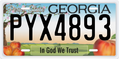 GA license plate PYX4893