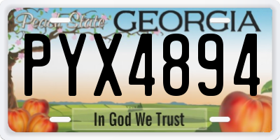 GA license plate PYX4894