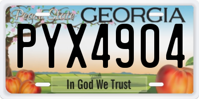 GA license plate PYX4904