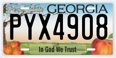 GA license plate PYX4908