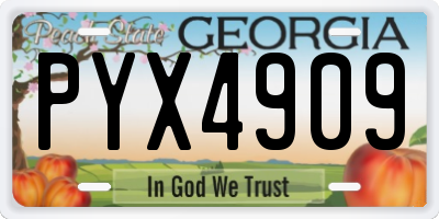 GA license plate PYX4909