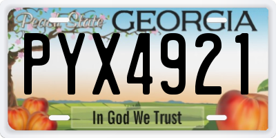GA license plate PYX4921
