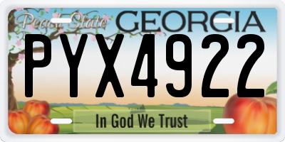 GA license plate PYX4922