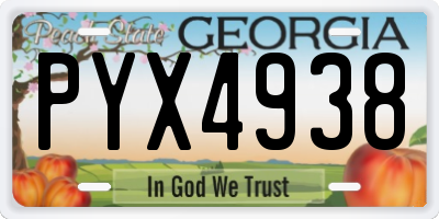GA license plate PYX4938