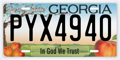GA license plate PYX4940