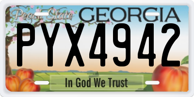 GA license plate PYX4942