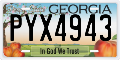 GA license plate PYX4943
