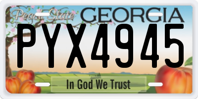 GA license plate PYX4945