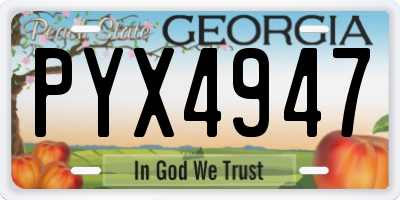 GA license plate PYX4947