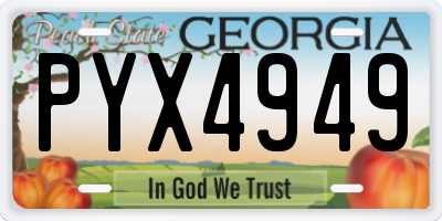 GA license plate PYX4949