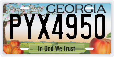 GA license plate PYX4950