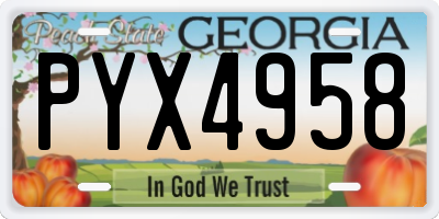 GA license plate PYX4958