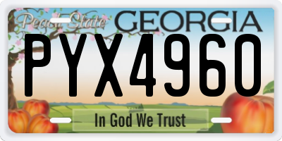 GA license plate PYX4960