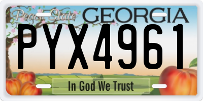 GA license plate PYX4961