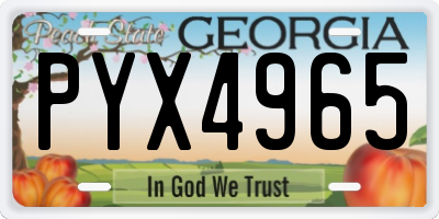 GA license plate PYX4965