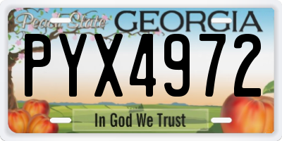 GA license plate PYX4972