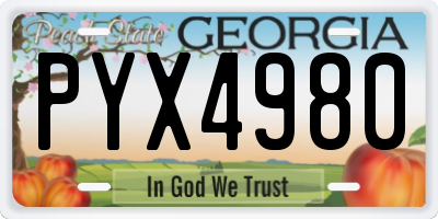 GA license plate PYX4980